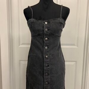 Black denim midi dress - Size M